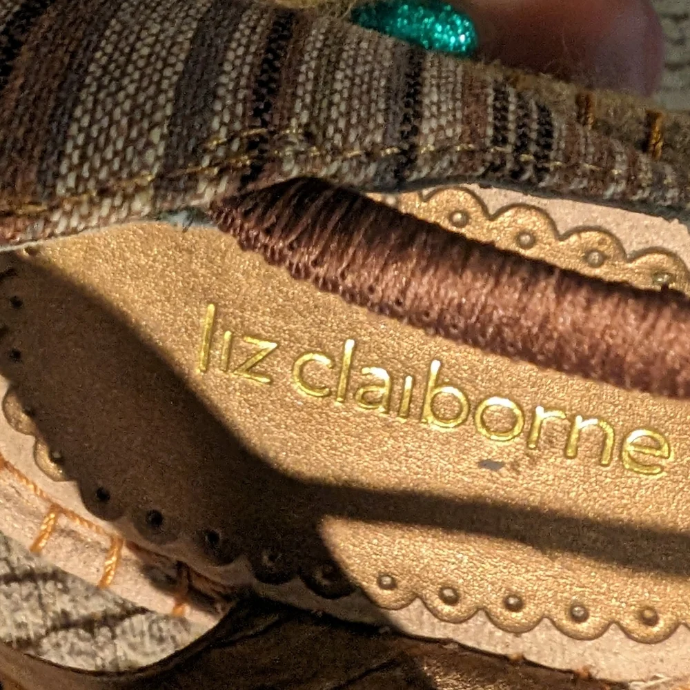 Liz Claiborne Brynn 8 vintage canvasleather captoe espadrille platform 2.5